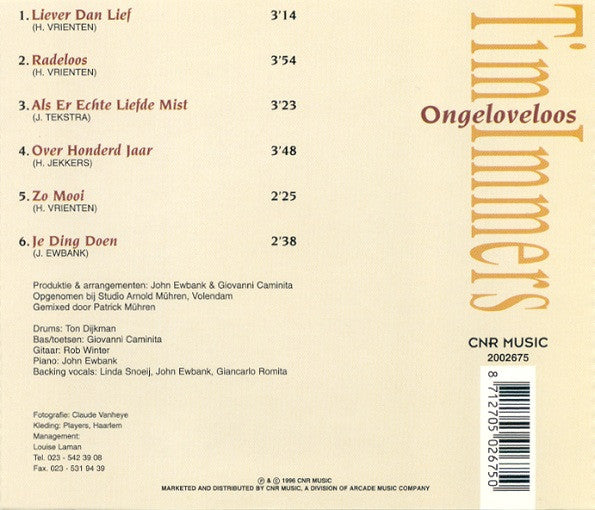 Tim Immers : Ongeloveloos (CD, MiniAlbum)
