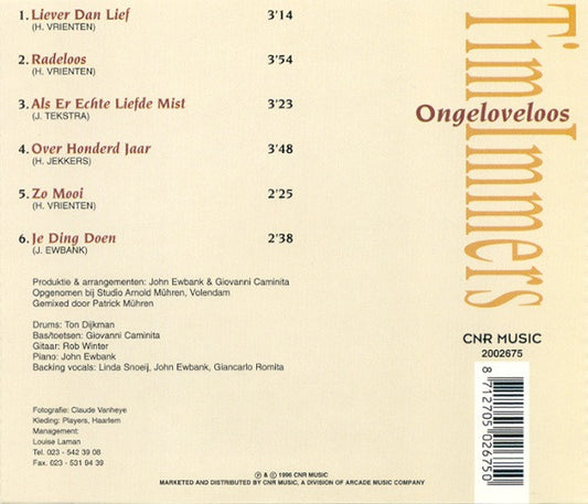 Tim Immers : Ongeloveloos (CD, MiniAlbum)