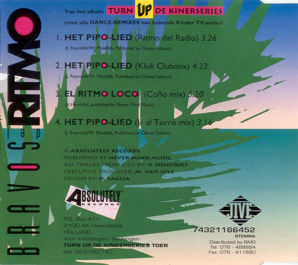 Bravos Del Ritmo : Het Pipo Lied (CD, Maxi)