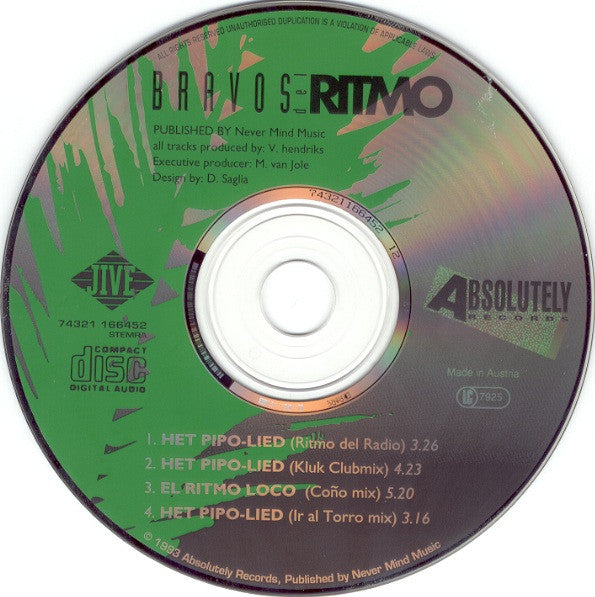 Bravos Del Ritmo : Het Pipo Lied (CD, Maxi)