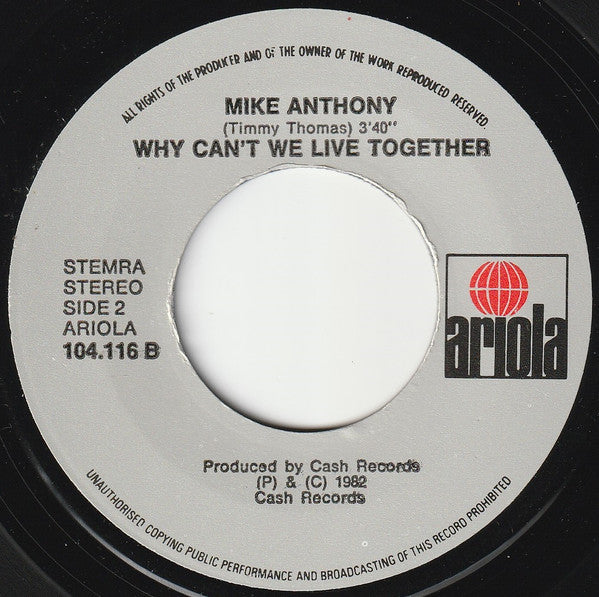 Mike Anthony : Why Can't We Live Together (7", Single)