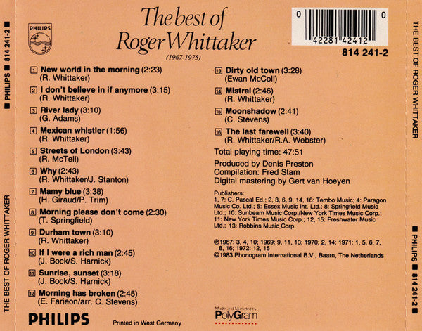 Roger Whittaker : The Best Of Roger Whittaker (CD, Comp)