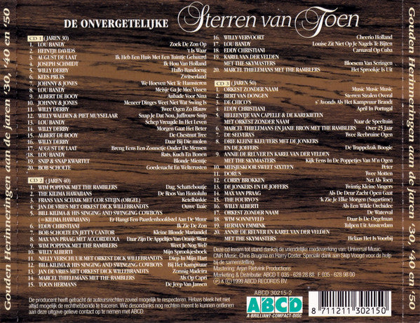 Various : De Onvergetelijke Sterren Van Toen (3xCD, Comp)