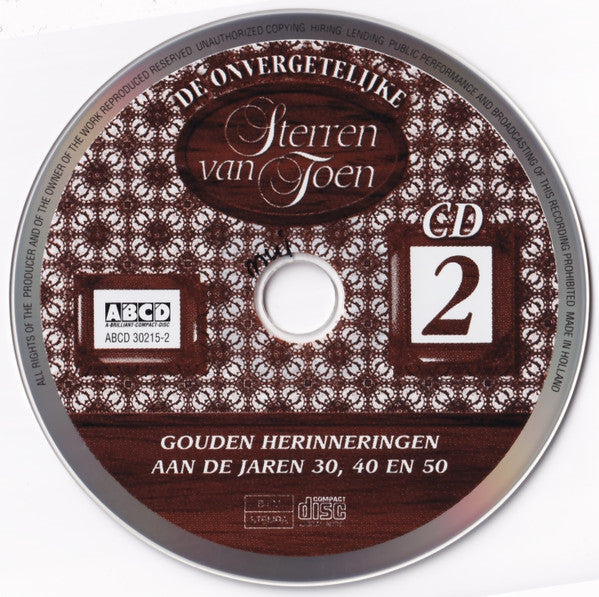 Various : De Onvergetelijke Sterren Van Toen (3xCD, Comp)
