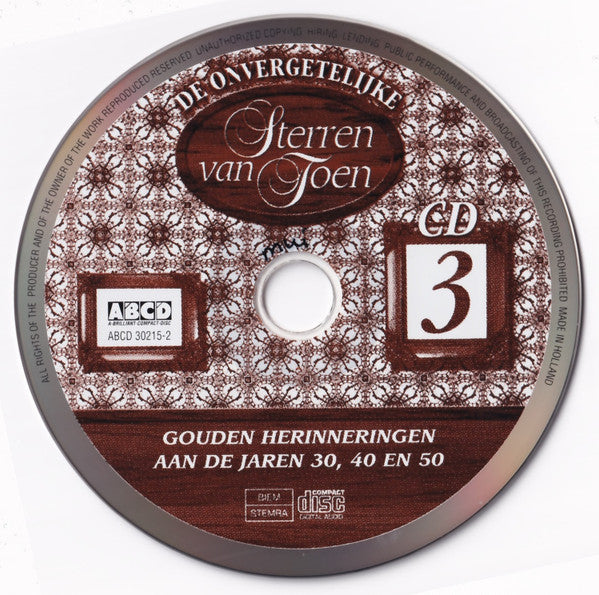 Various : De Onvergetelijke Sterren Van Toen (3xCD, Comp)