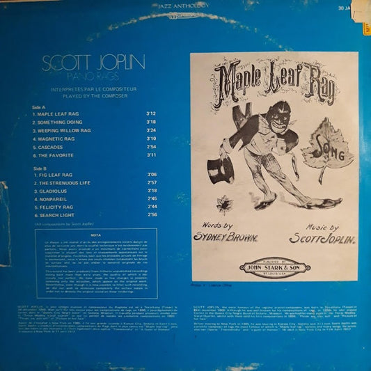 Scott Joplin : Ragtime Vol. 1 - Piano Rags Played By The King Of Ragtime - Original Piano Rolls 1899/1916 (LP, Comp)