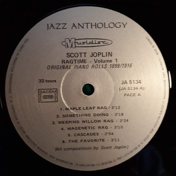 Scott Joplin : Ragtime Vol. 1 - Piano Rags Played By The King Of Ragtime - Original Piano Rolls 1899/1916 (LP, Comp)