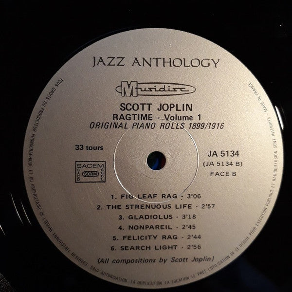 Scott Joplin : Ragtime Vol. 1 - Piano Rags Played By The King Of Ragtime - Original Piano Rolls 1899/1916 (LP, Comp)