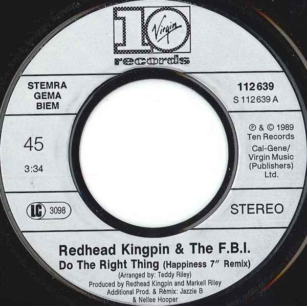 Redhead Kingpin And The FBI : Do The Right Thing (7", Single)