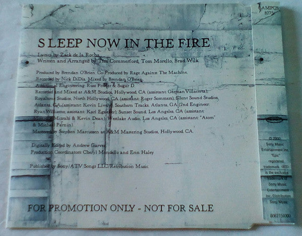 Rage Against The Machine : Sleep Now In The Fire (CD, Single, Promo)