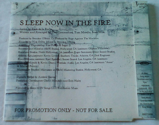 Rage Against The Machine : Sleep Now In The Fire (CD, Single, Promo)