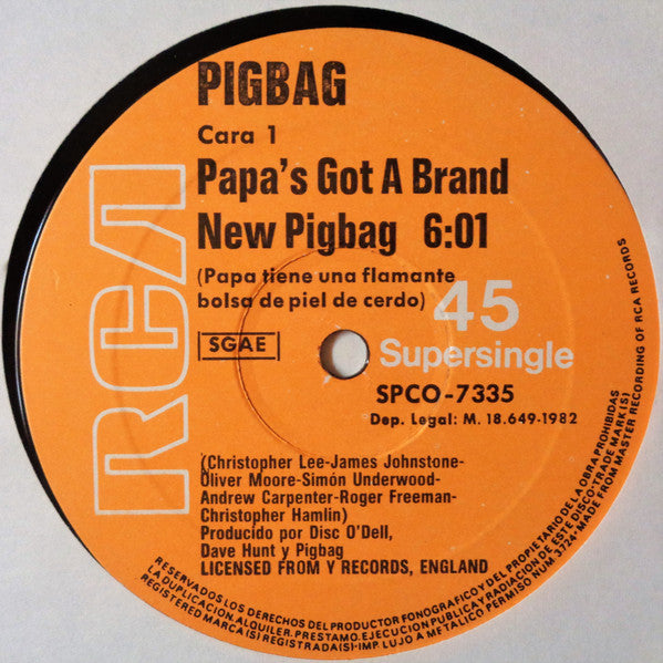 Pigbag : Papa's Got A Brand New Pigbag = Papa Tiene Una Flamante Bolsa De Piel De Cerdo (12")