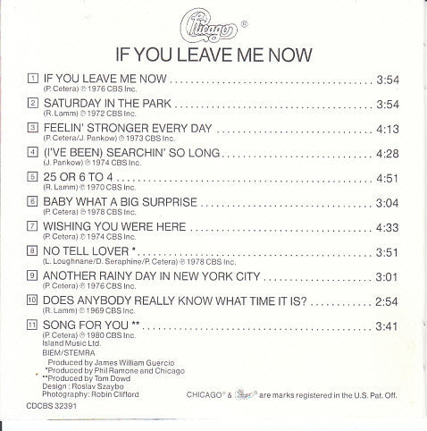 Chicago (2) : If You Leave Me Now (CD, Comp, RE)