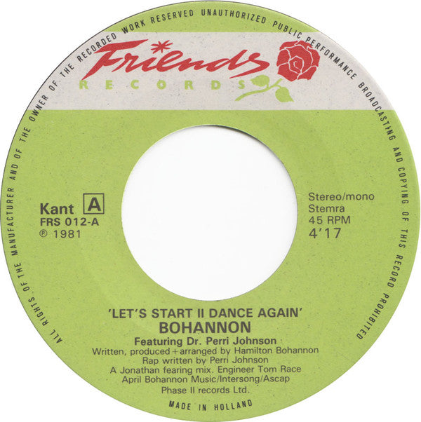 Hamilton Bohannon : Let's Start II Dance Again (7", Single)