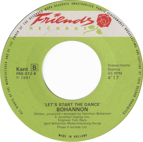 Hamilton Bohannon : Let's Start II Dance Again (7", Single)
