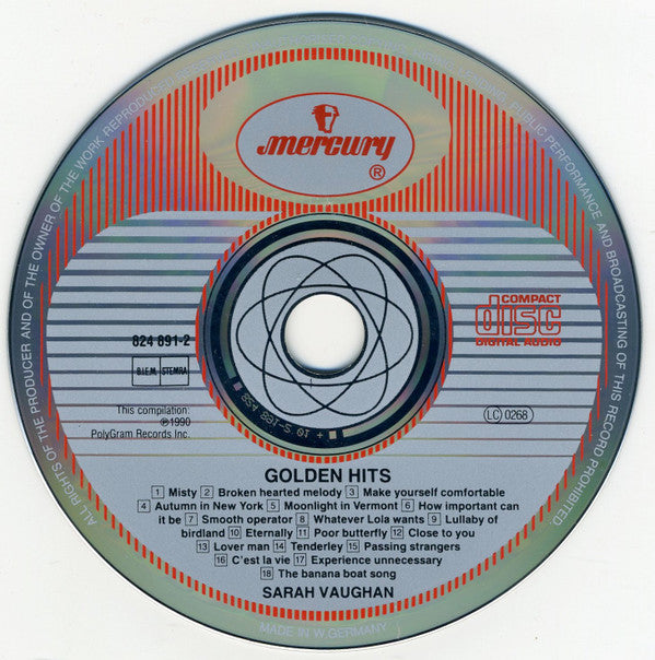 Sarah Vaughan : Sarah Vaughan's Golden Hits (CD, Comp, RE, RM)