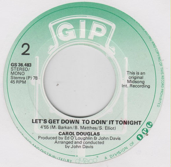 Carol Douglas : Burnin' (7", Single)