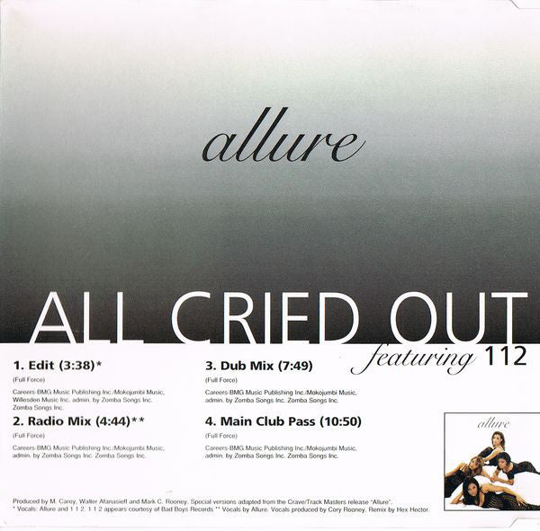 Allure (3) feat. 112 : All Cried Out (CD, Maxi)