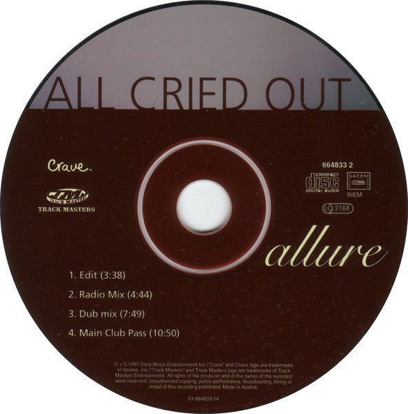 Allure (3) feat. 112 : All Cried Out (CD, Maxi)