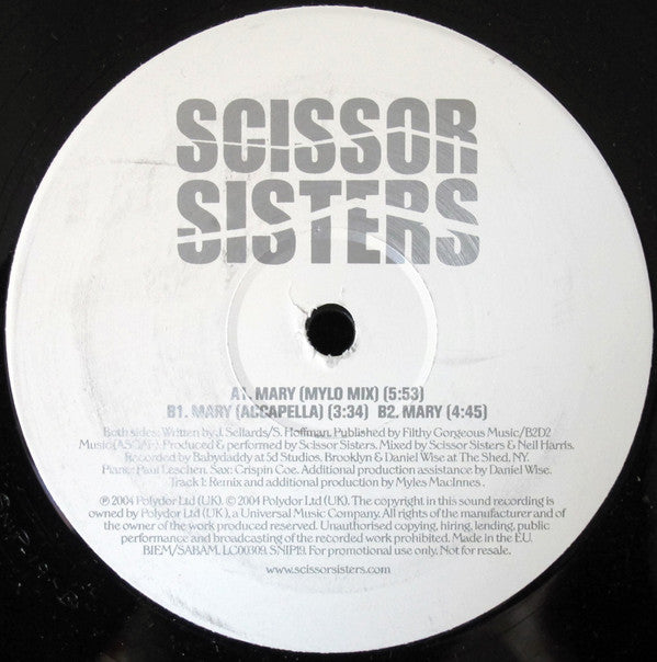 Scissor Sisters : Mary (12", Promo)