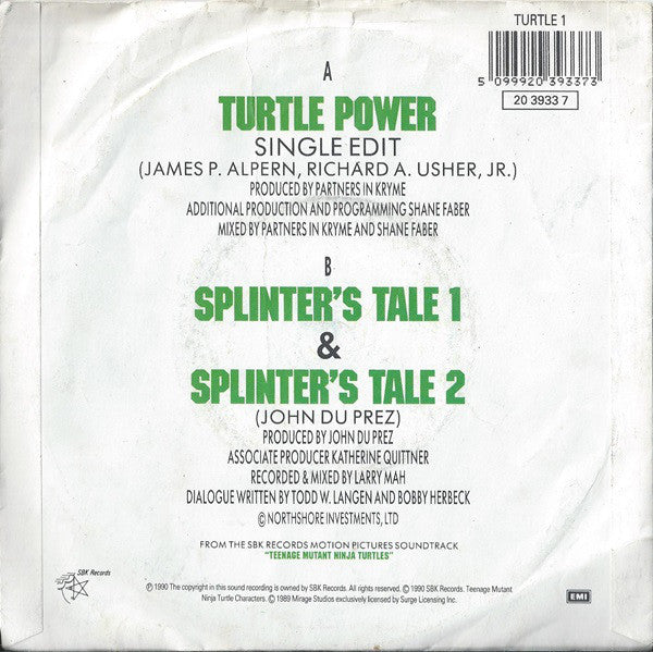 Partners In Kryme : Turtle Power (7", Single, M/Print, Inj)