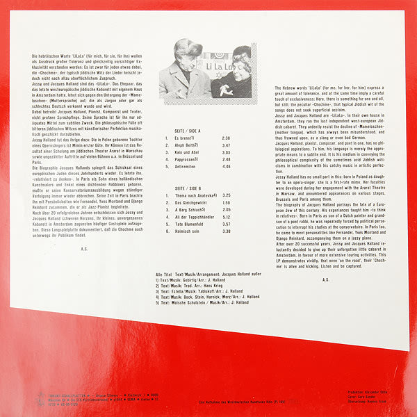 LiLaLo, Jossy Et Jacques Halland : Mameloschiade (Jiddischkeiten) (LP, Album)