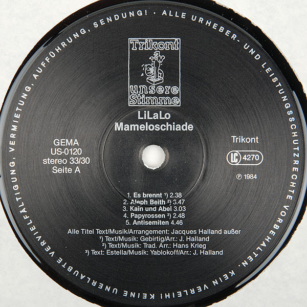 LiLaLo, Jossy Et Jacques Halland : Mameloschiade (Jiddischkeiten) (LP, Album)