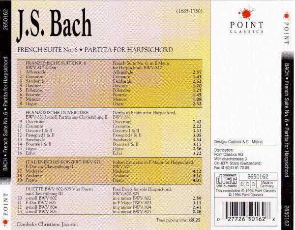 Johann Sebastian Bach / Christiane Jaccottet : French Suite No. 6 • Partita For Harpsichord (CD, Comp)