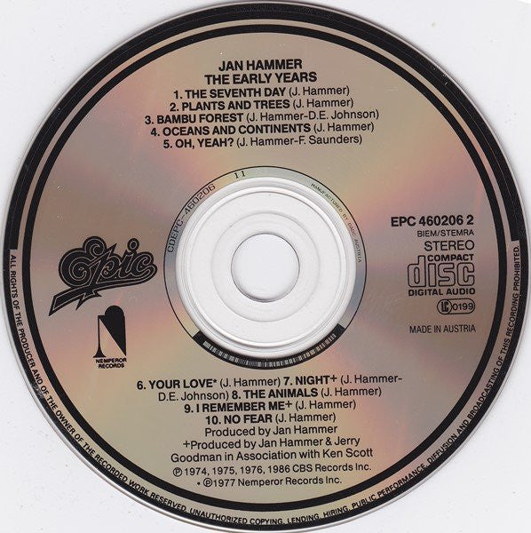 Jan Hammer : The Early Years (CD, Comp, RE)