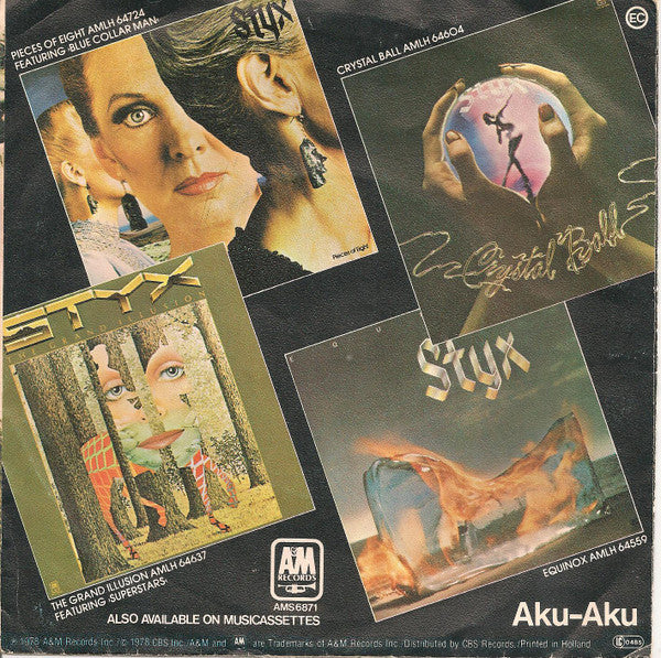 Styx : Blue Collar Man (7", Single, Blu)