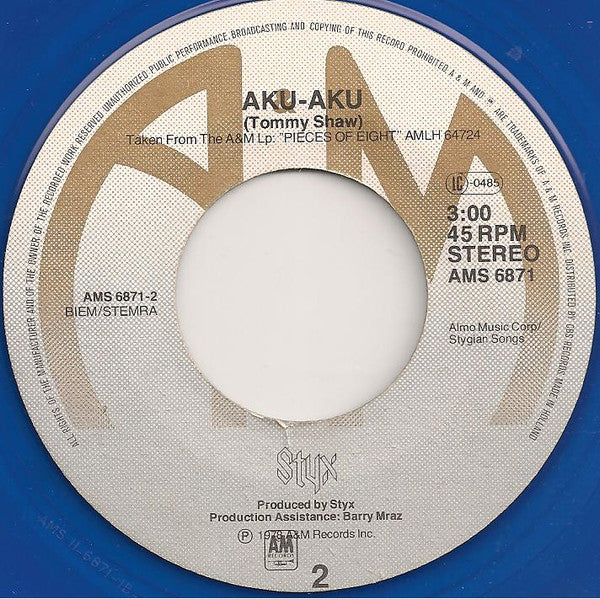Styx : Blue Collar Man (7", Single, Blu)