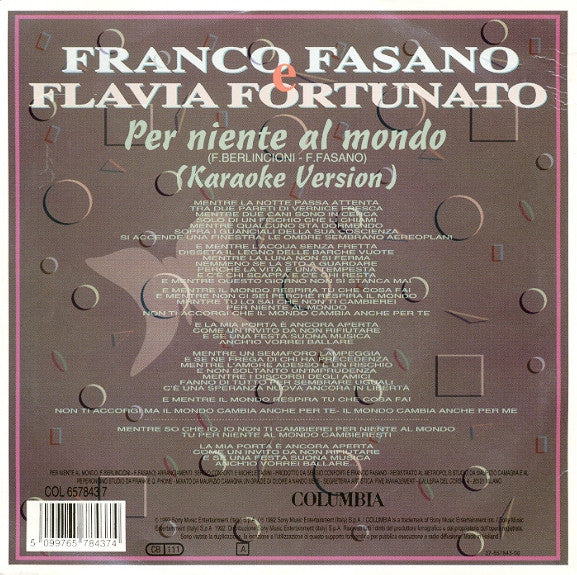 Franco Fasano E Flavia Fortunato : Per Niente Al Mondo (7")