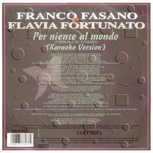 Franco Fasano E Flavia Fortunato : Per Niente Al Mondo (7")
