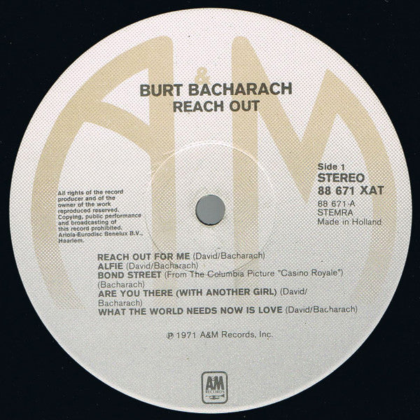 Burt Bacharach : Reach Out (LP, Album, RE)
