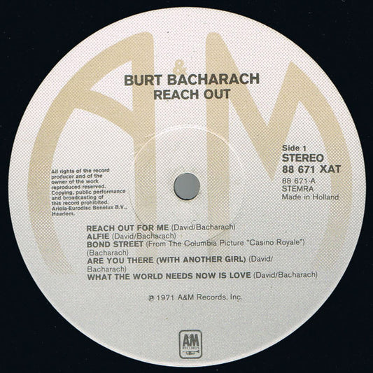 Burt Bacharach : Reach Out (LP, Album, RE)