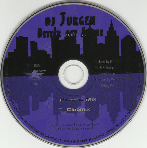 DJ Jurgen : Better Off Alone (CD, Single, Car)