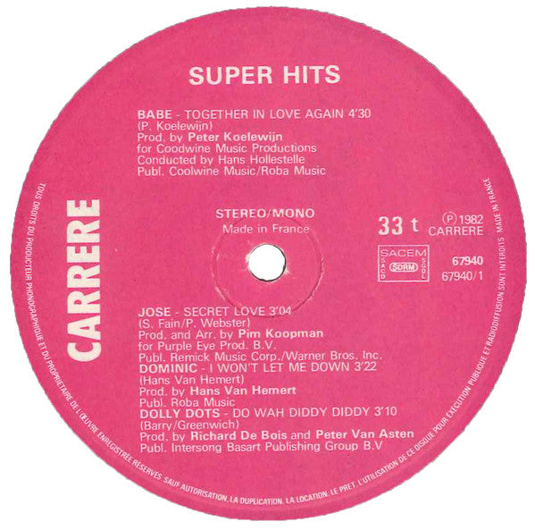 Various : Hitkrant Super Hits (10", MiniAlbum, Comp)