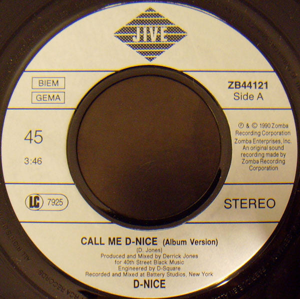 D-Nice : Call Me D-Nice / Crumbs On The Table (7")