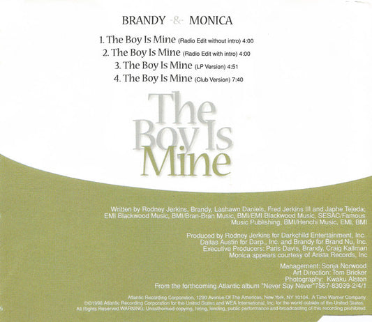 Brandy (2) -&- Monica : The Boy Is Mine (CD, Single)