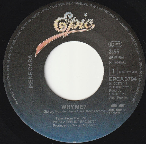 Irene Cara : Why Me? (7", Single)