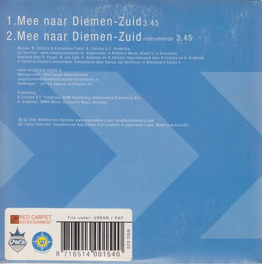 Lange Frans & Baas B : Mee Naar Diemen-Zuid (CD, Single)