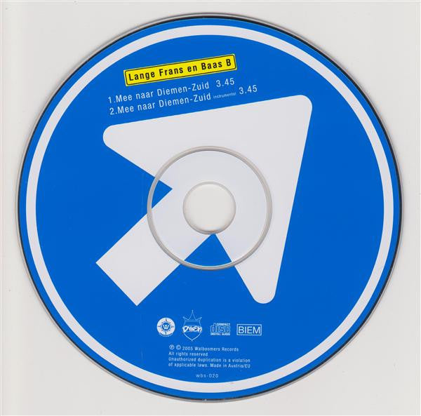 Lange Frans & Baas B : Mee Naar Diemen-Zuid (CD, Single)