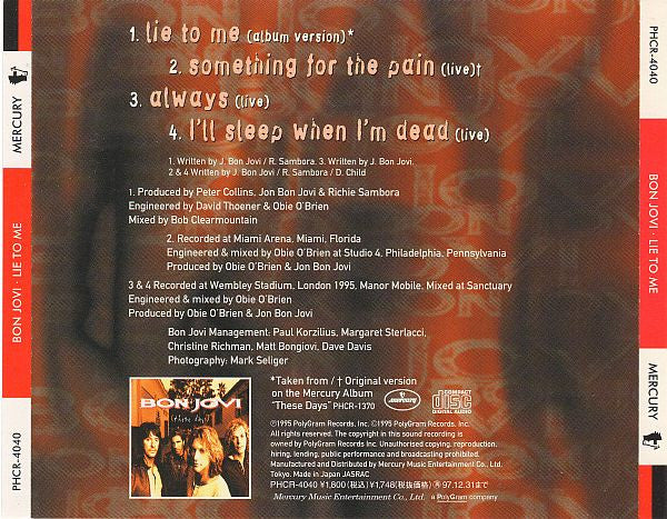 Bon Jovi : Lie To Me (CD, Maxi)
