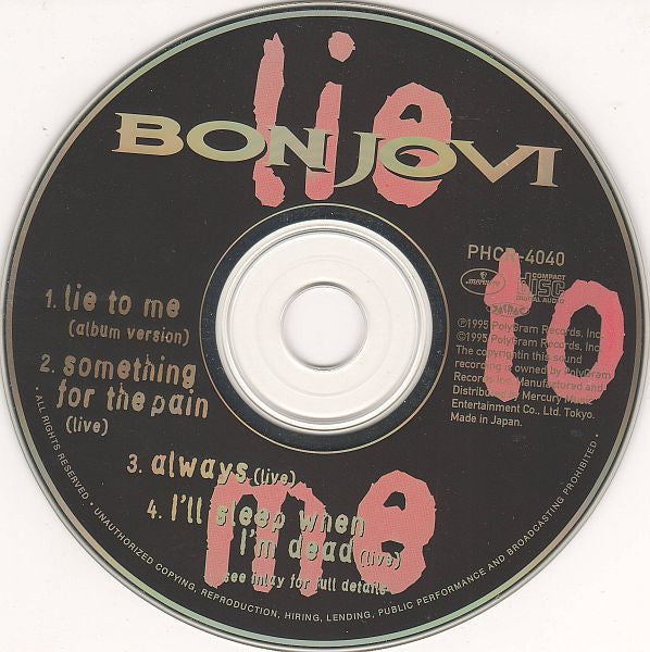Bon Jovi : Lie To Me (CD, Maxi)