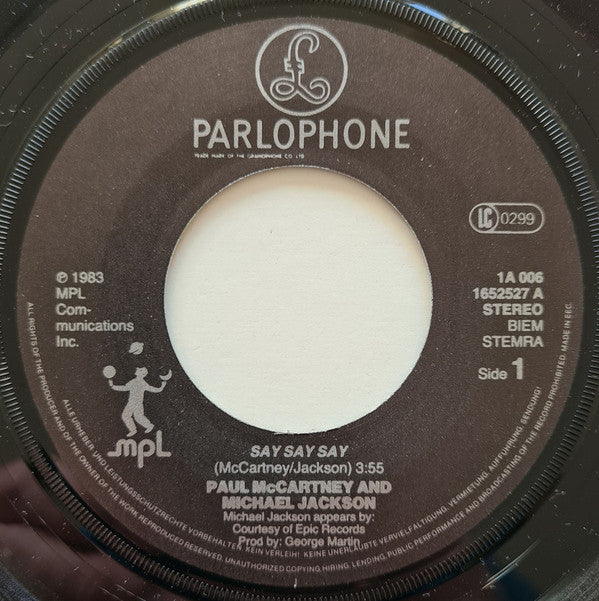 Paul McCartney And Michael Jackson : Say Say Say (7", Single)