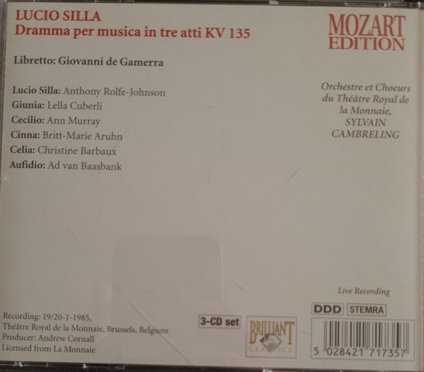 Wolfgang Amadeus Mozart : Lucio Silla  (3xCD, Album)