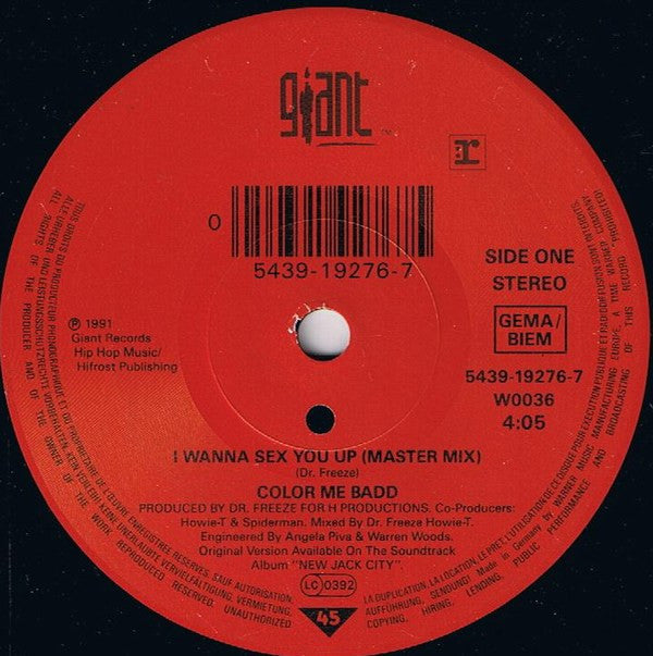 Color Me Badd : I Wanna Sex You Up (7", Single)