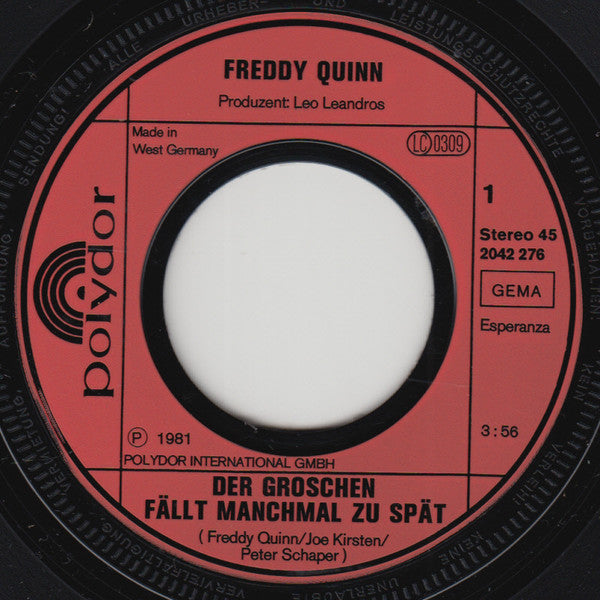 Freddy Quinn : Der Groschen Fällt Manchmal Zu Spät (7", Single)