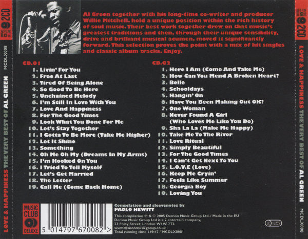 Al Green : Love & Happiness (The Very Best Of Al Green) (2xCD, Comp)