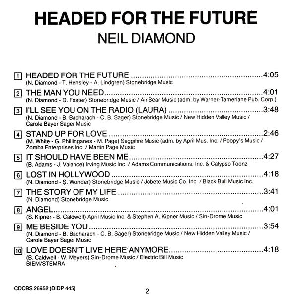 Neil Diamond : Headed For The Future (CD, Album)